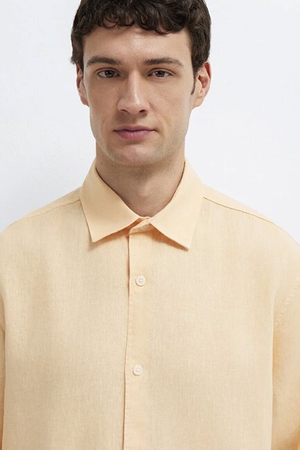 Erkek Uzun Kol Gömlek 0211957-71157 Turuncu - Thumbnail