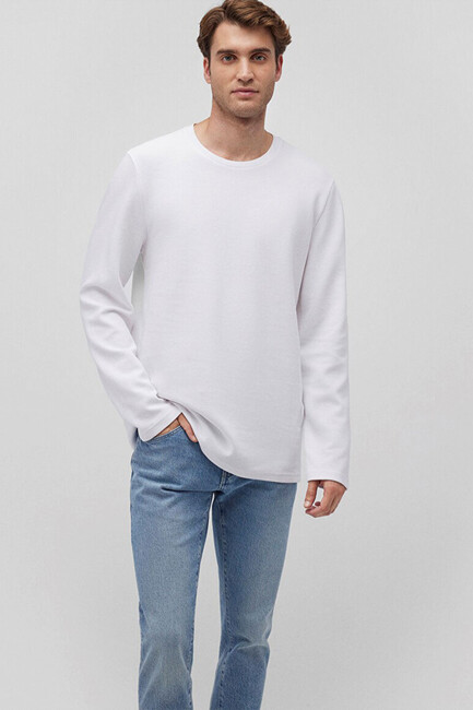 Erkek Uzun Kol Tişört 064622-20454 Beyaz (1)