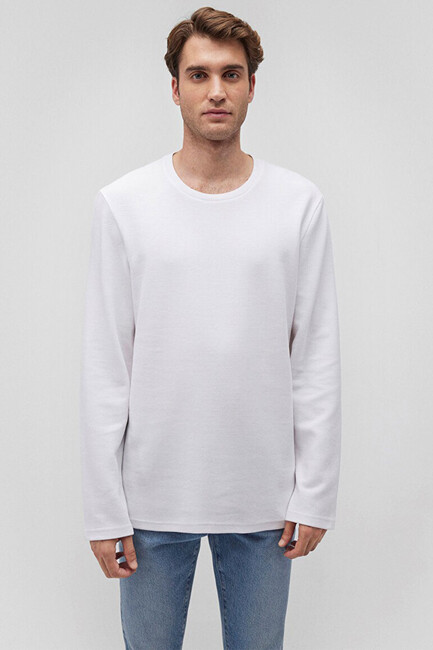 Erkek Uzun Kol Tişört 064622-20454 Beyaz (3)
