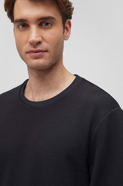 Erkek Uzun Kol Tişört 064622-21842 Siyah - Thumbnail