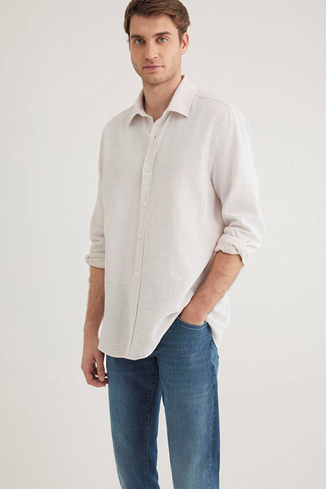 Erkek Uzun Kollu Gömlek 0210053-70004 Bej 