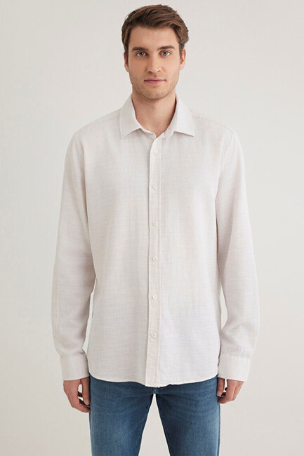 Erkek Uzun Kollu Gömlek 0210053-70004 Bej (3)