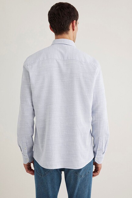 Erkek Uzun Kollu Gömlek 0210053-70874 Mavi - Thumbnail