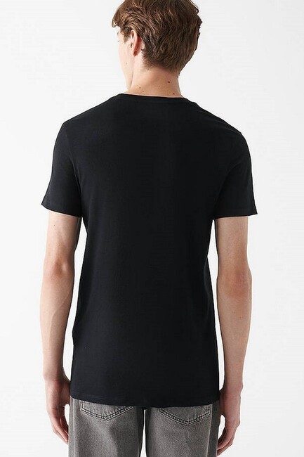 Erkek V Yaka Streç Basic Tişört 061748-900 Siyah - Thumbnail