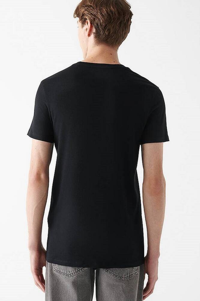 Erkek V Yaka Streç Basic Tişört 061748-900 Siyah 