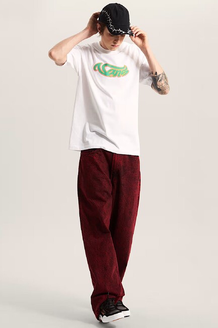 Erkek Wavy Script Tişört VN000TQQWHT1 Beyaz (1)