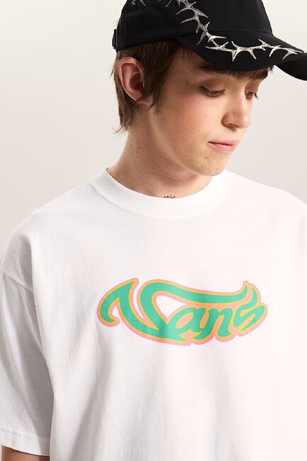Erkek Wavy Script Tişört VN000TQQWHT1 Beyaz (2)