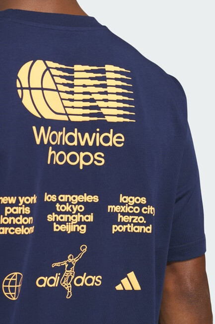 Erkek Worldwide Hoops City Graphic Tişört IN6380 Lacivert - Thumbnail