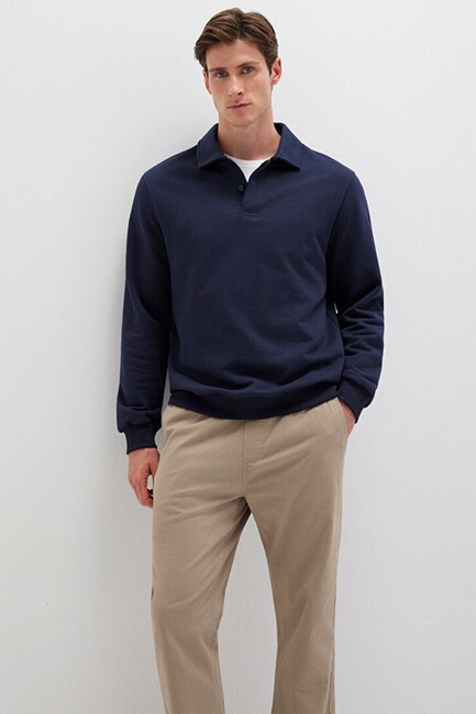 Erkek Yarım Düğmeli Sweat 0S10420-82318 Lacivert (1)
