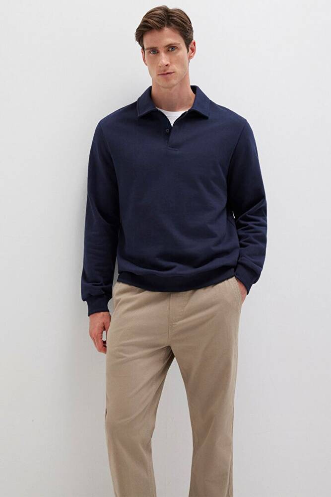 Erkek Yarım Düğmeli Sweat 0S10420-82318 Lacivert 