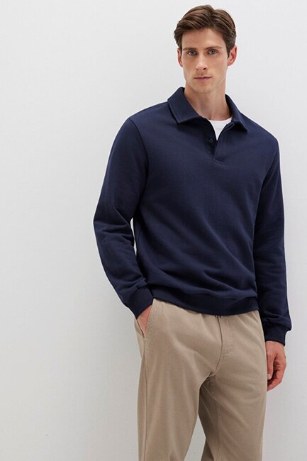 Erkek Yarım Düğmeli Sweat 0S10420-82318 Lacivert (2)