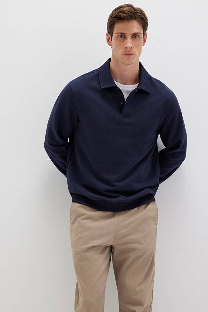 Erkek Yarım Düğmeli Sweat 0S10420-82318 Lacivert 