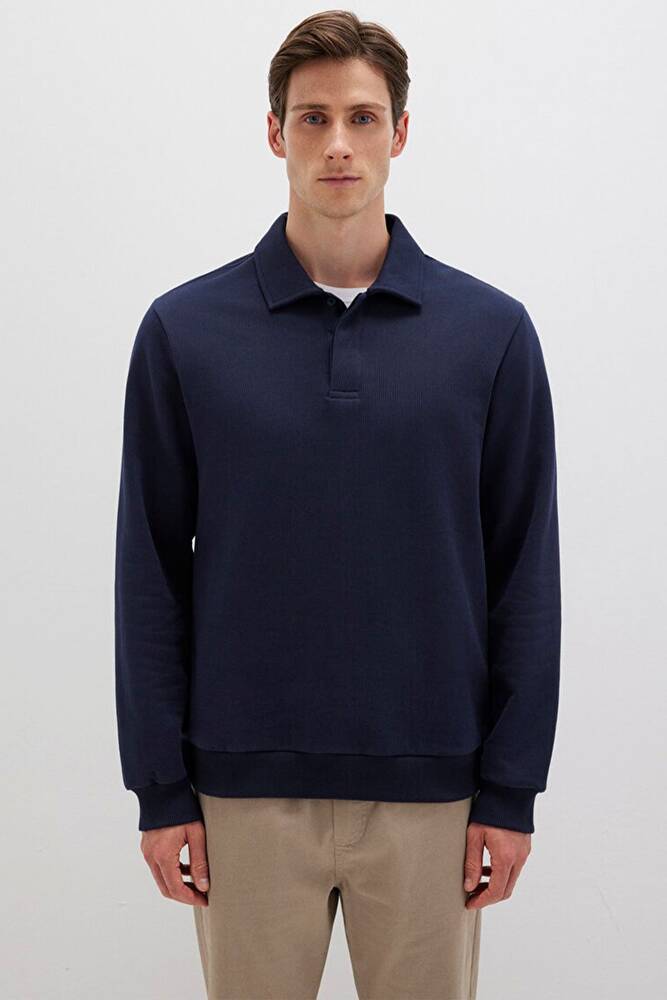 Erkek Yarım Düğmeli Sweat 0S10420-82318 Lacivert 