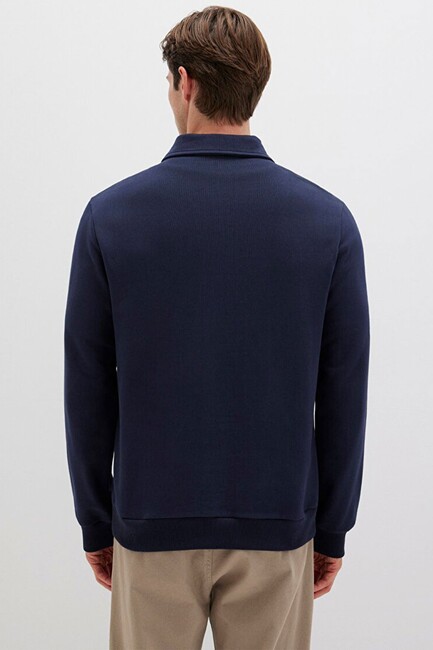 Erkek Yarım Düğmeli Sweat 0S10420-82318 Lacivert - Thumbnail