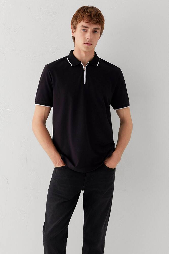 Erkek Yarım Fermuarlı Polo 0613367-900 Siyah 