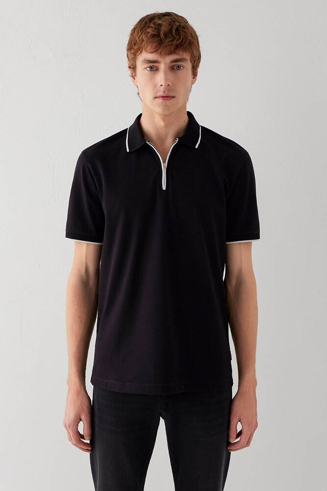 Erkek Yarım Fermuarlı Polo 0613367-900 Siyah 