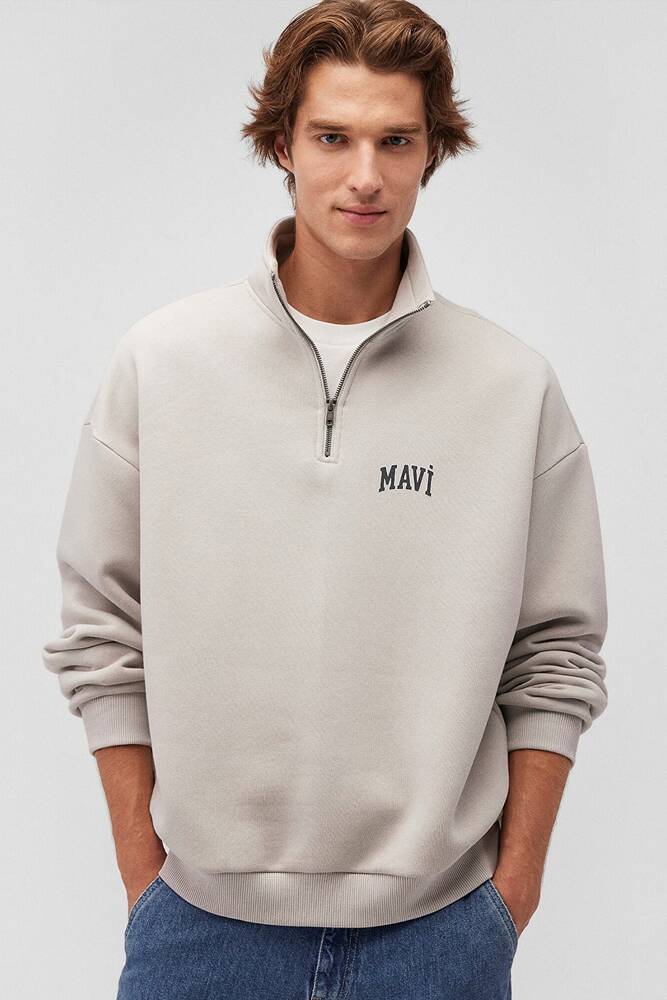 Erkek Fermuarlı Sweat 0S10208-70074 Gri 