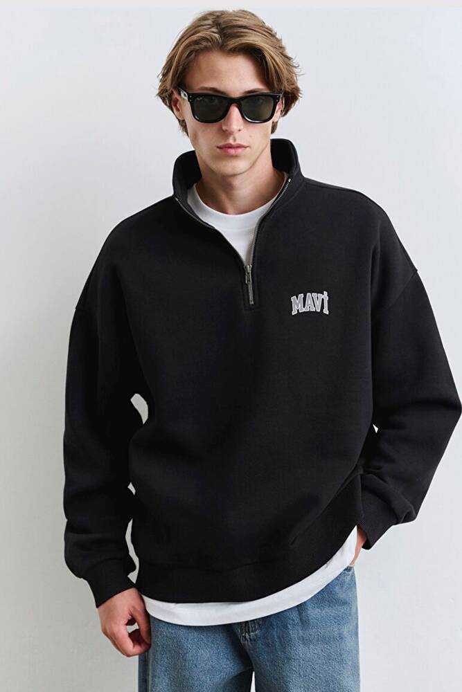 Erkek Yarım Fermuarlı Sweat 0S10208-900 Siyah 