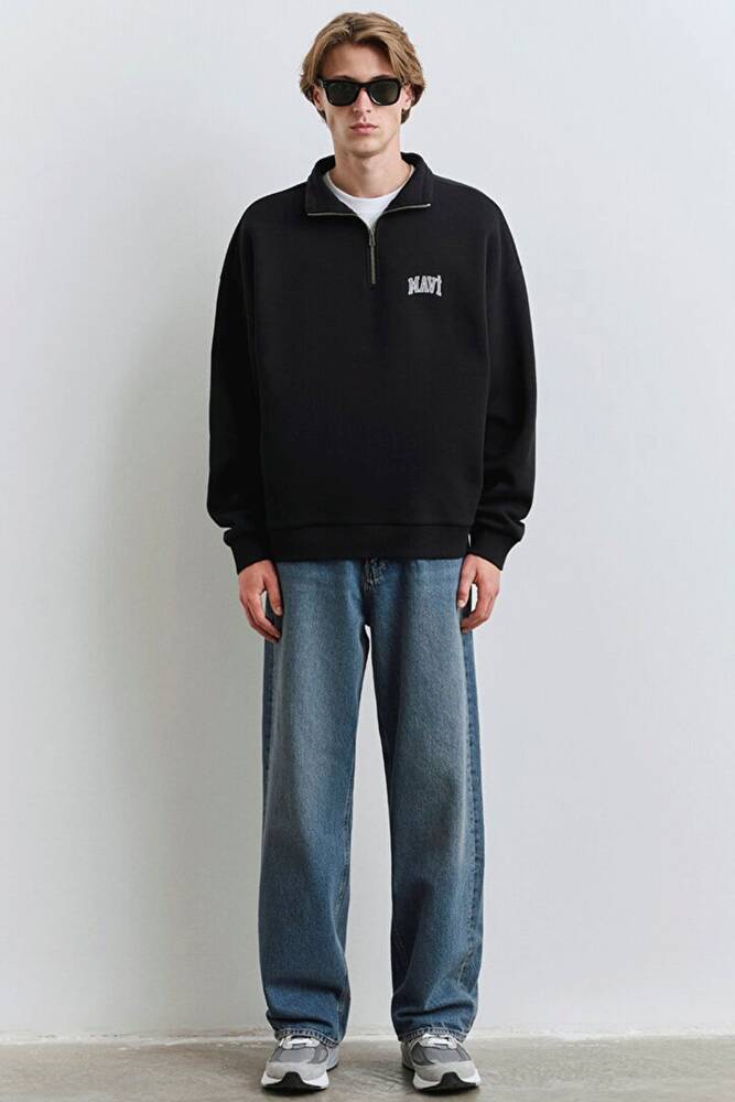 Erkek Yarım Fermuarlı Sweat 0S10208-900 Siyah 