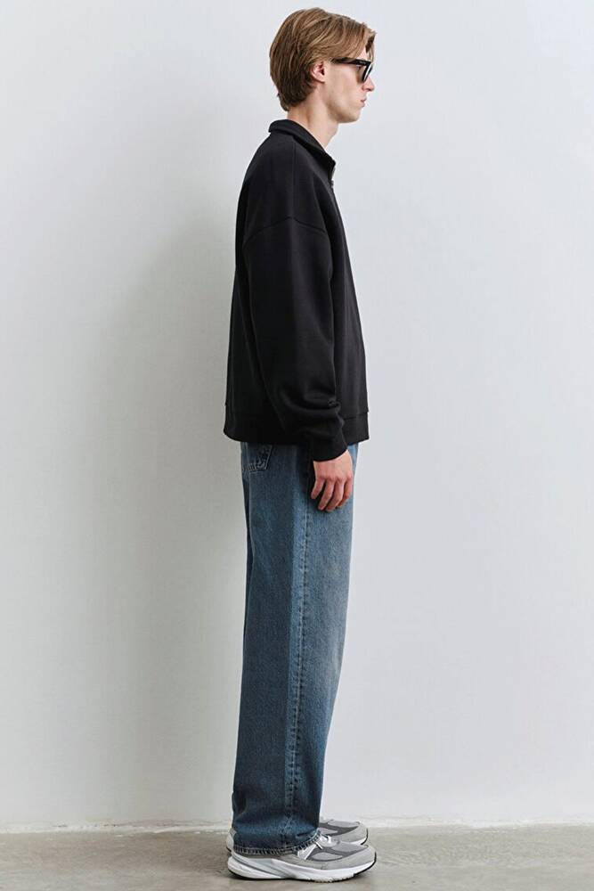 Erkek Yarım Fermuarlı Sweat 0S10208-900 Siyah 