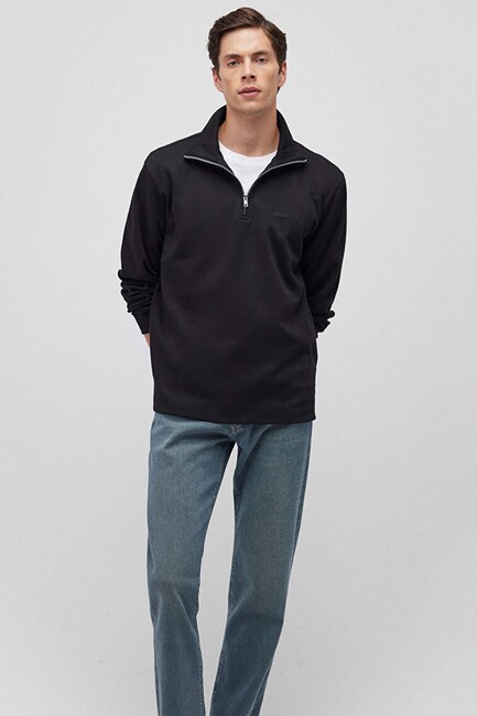 Erkek Yarım Fermuarlı Sweat 0S10252-900 Siyah (2)