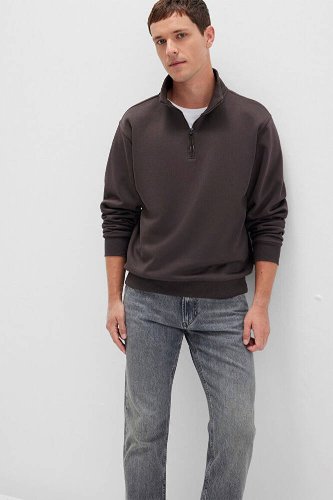 Erkek Yarım Fermuarlı Sweat 0S10278-70219 Kahve 