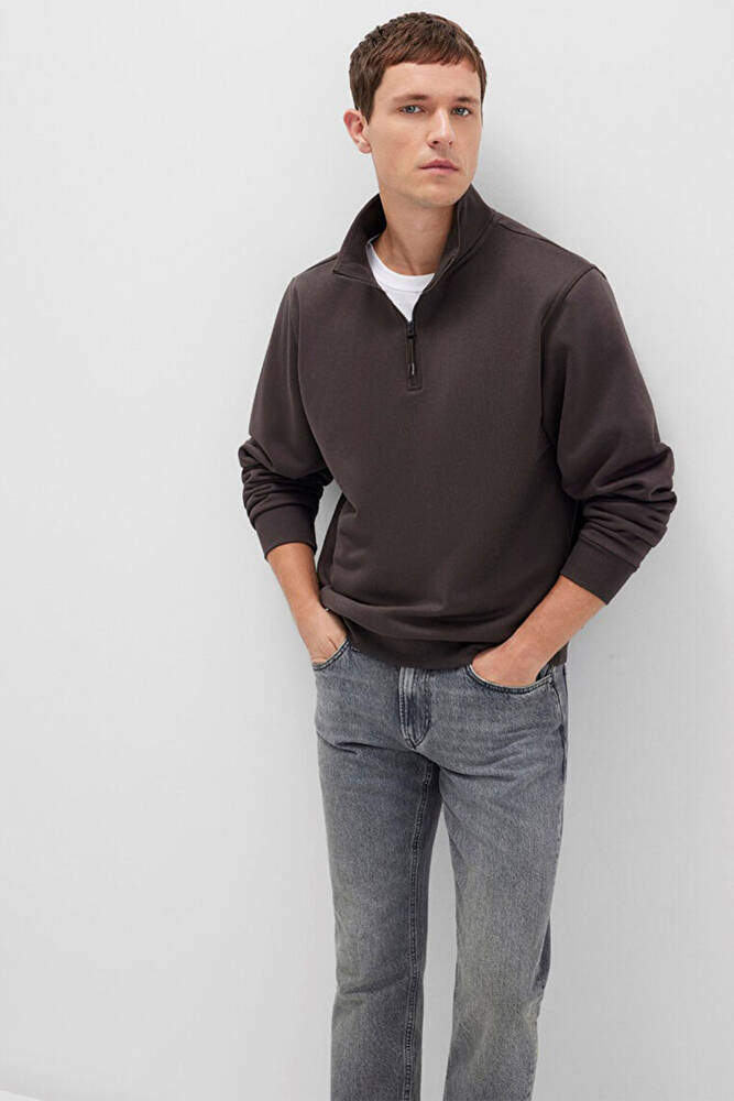 Erkek Yarım Fermuarlı Sweat 0S10278-70219 Kahve 