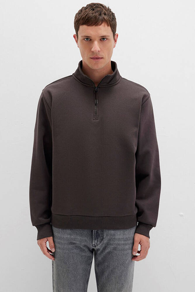 Erkek Yarım Fermuarlı Sweat 0S10278-70219 Kahve 