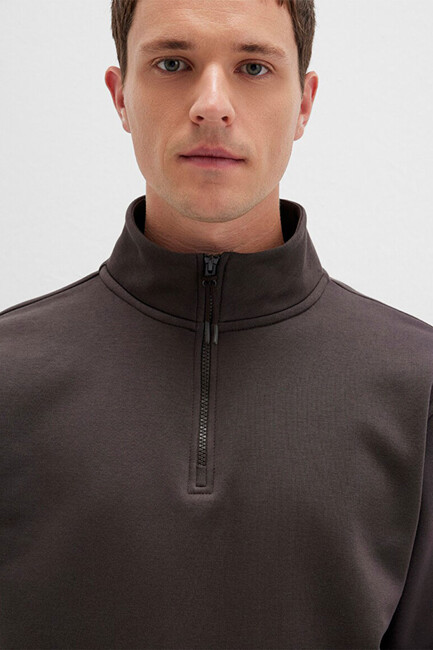 Erkek Yarım Fermuarlı Sweat 0S10278-70219 Kahve - Thumbnail