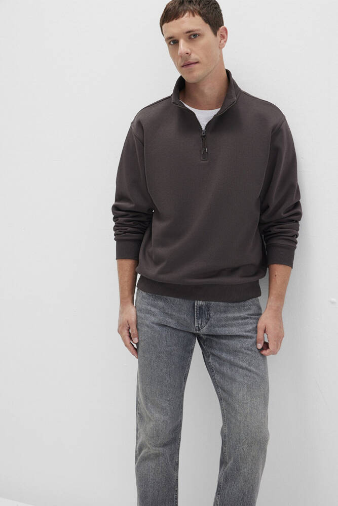 Erkek Yarım Fermuarlı Sweat 0S10278-70219 Kahve  - 1