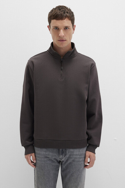 Erkek Yarım Fermuarlı Sweat 0S10278-70219 Kahve  (2)