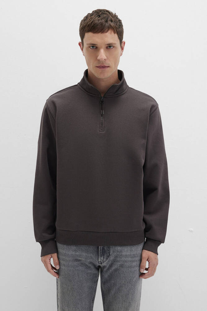 Erkek Yarım Fermuarlı Sweat 0S10278-70219 Kahve  - 3