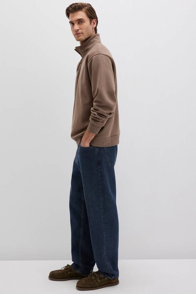 Erkek Yarım Fermuarlı Sweat 0S10278-70378 Kahve 