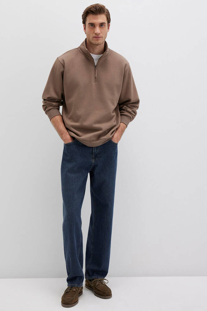 Erkek Yarım Fermuarlı Sweat 0S10278-70378 Kahve 