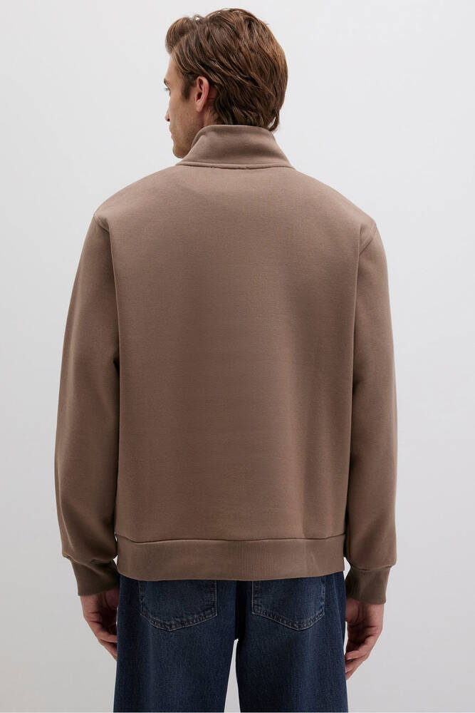 Erkek Yarım Fermuarlı Sweat 0S10278-70378 Kahve 