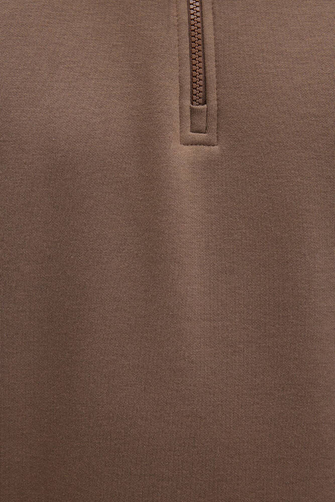 Erkek Yarım Fermuarlı Sweat 0S10278-70378 Kahve 