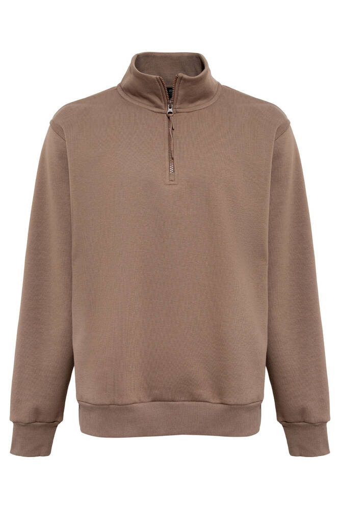 Erkek Yarım Fermuarlı Sweat 0S10278-70378 Kahve 