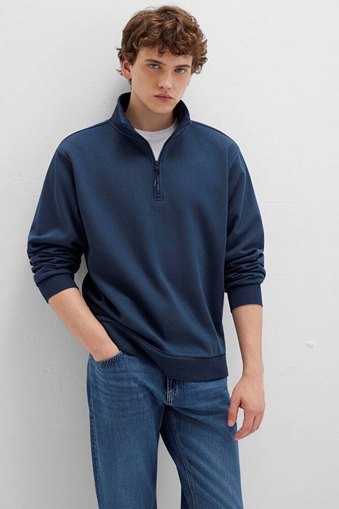 Erkek Yarım Fermuarlı Sweat 0S10278-70490 Lacivert 