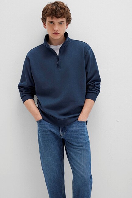 Erkek Yarım Fermuarlı Sweat 0S10278-70490 Lacivert (2)