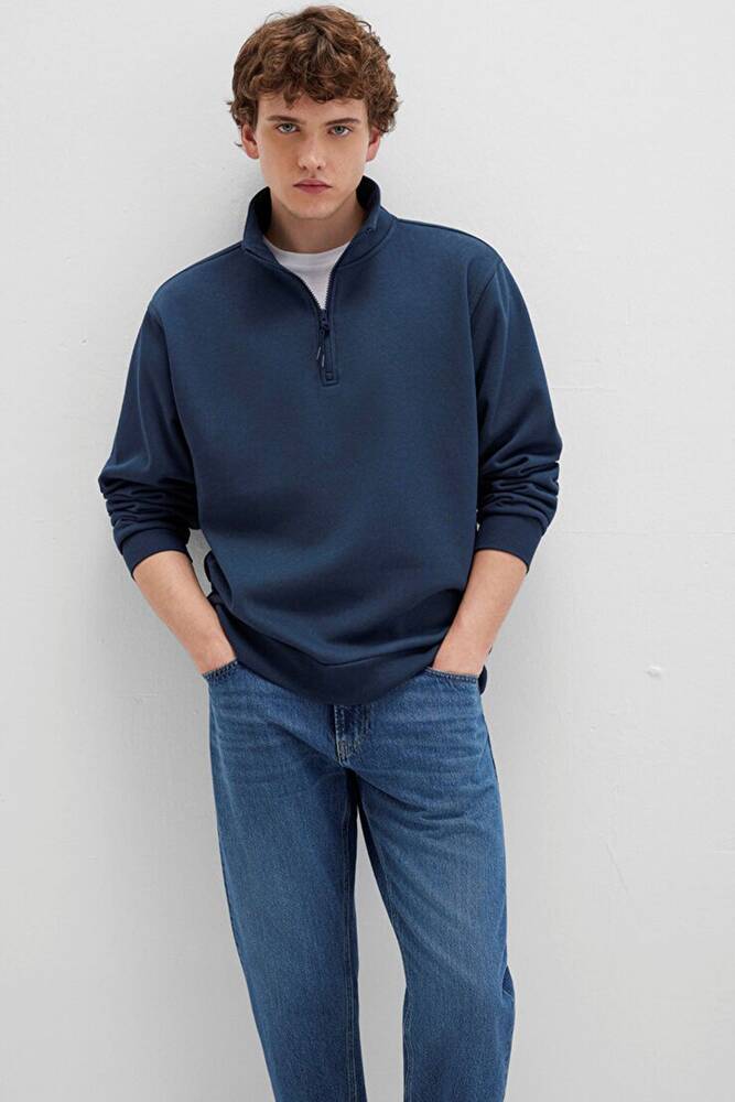 Erkek Yarım Fermuarlı Sweat 0S10278-70490 Lacivert 