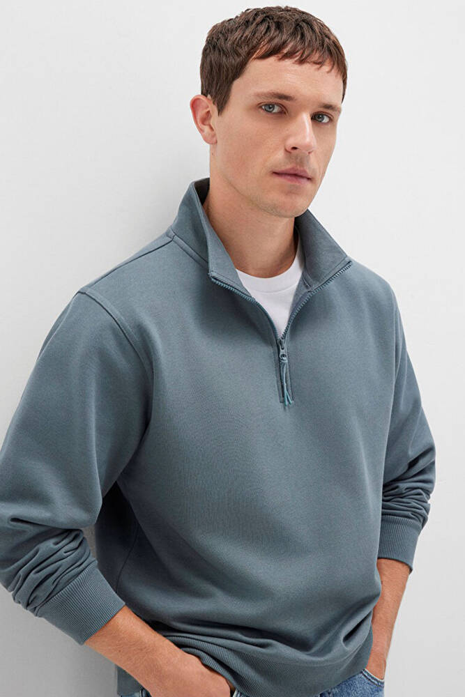 Erkek Yarım Fermuarlı Sweat 0S10278-80889 Yeşil 