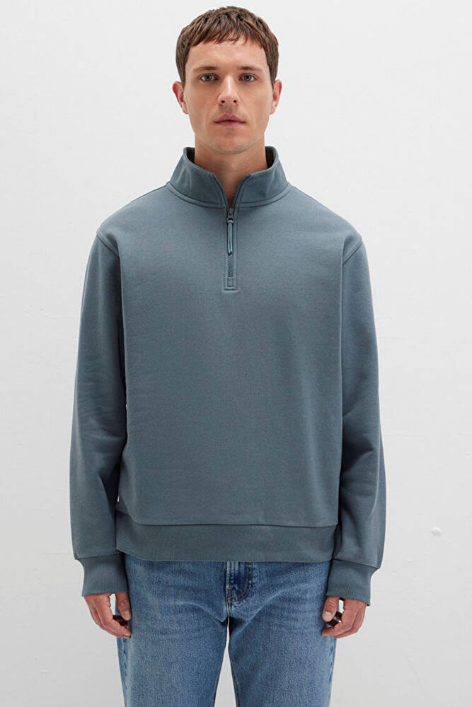 Erkek Yarım Fermuarlı Sweat 0S10278-80889 Yeşil 