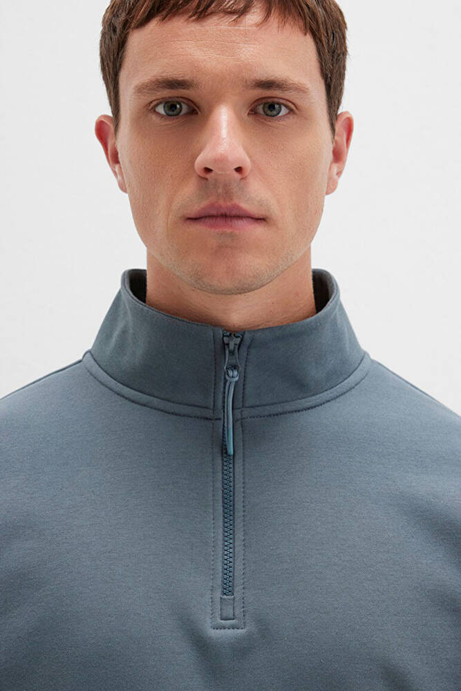 Erkek Yarım Fermuarlı Sweat 0S10278-80889 Yeşil 