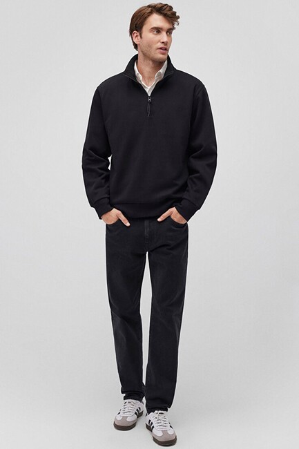 Erkek Yarım Fermuarlı Sweat 0S10278-900 Siyah (1)