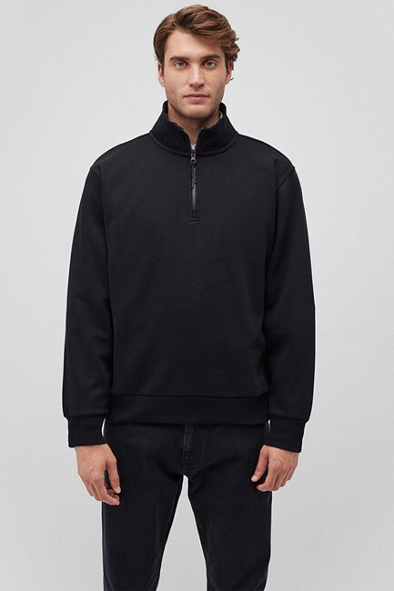 Erkek Yarım Fermuarlı Sweat 0S10278-900 Siyah (3)