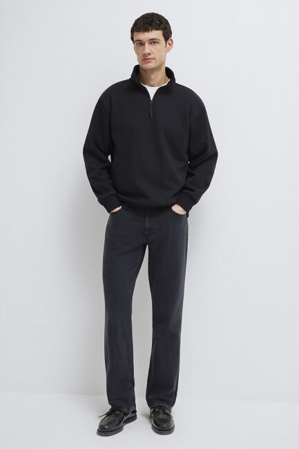 Erkek Yarım Fermuarlı Sweat 0S10278-900 Siyah 