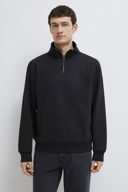 Erkek Yarım Fermuarlı Sweat 0S10278-900 Siyah  (2)