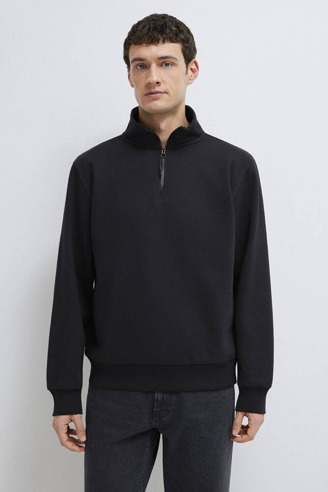 Erkek Yarım Fermuarlı Sweat 0S10278-900 Siyah  - 3