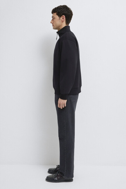 Erkek Yarım Fermuarlı Sweat 0S10278-900 Siyah  - 4