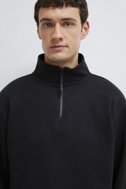 Erkek Yarım Fermuarlı Sweat 0S10278-900 Siyah  - 6